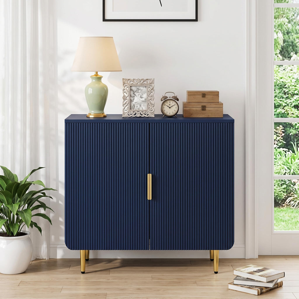 31" Fluted Buffet Cabinet, Modern Sideboard Cabinet with Storage, Blue