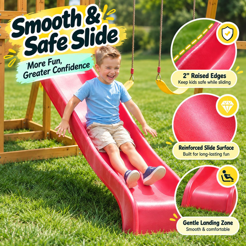 Wooden Swing Sets for Backyard with Monkey Bar, Outdoor Playset for Age 3-6