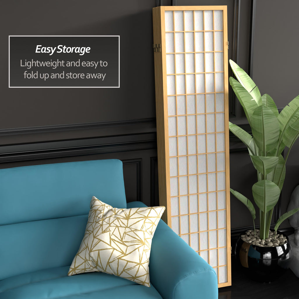 6 ft. Tall Window Pane Shoji Screen - Natural - 6 Panels