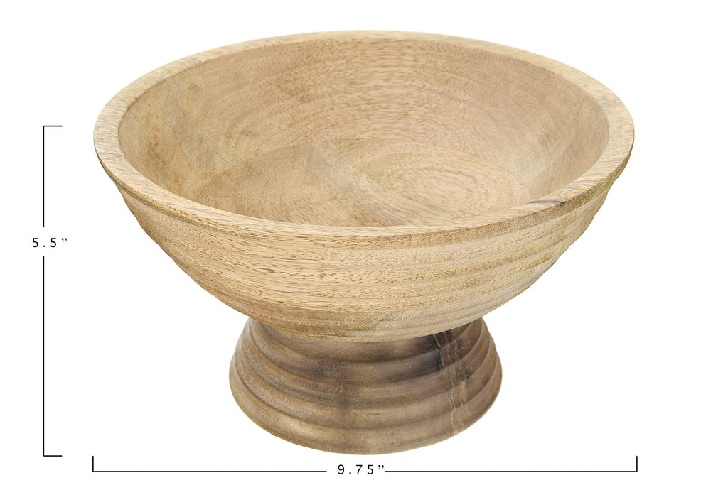 Co-Op Ridged Mango Wood Footed Bowl, Brown