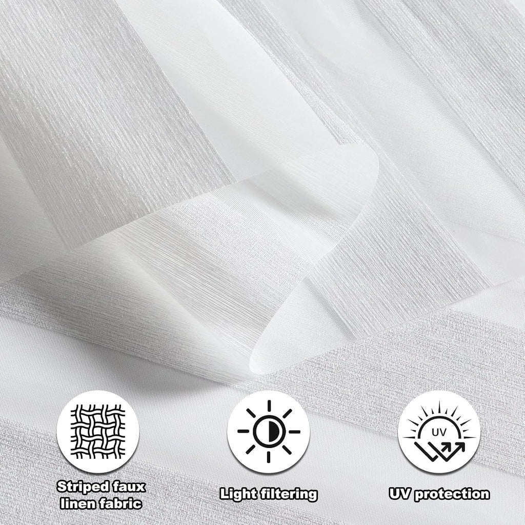 No Drill Zebra Blinds for Indoor Windows,Zebra Blinds for Windows,Kitchen,Pattern Linen Fabric,Pull Down Shades,Light