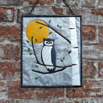 Night Owl Felt Kit, Wall Quilt Hanging, Quilting Kits with Fabric, 13" x 15", Materials and Instructions Included