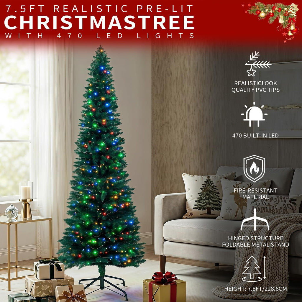 Christmas Tree with Light,Artificial Pencil Xmas Tree for Xmas Decor