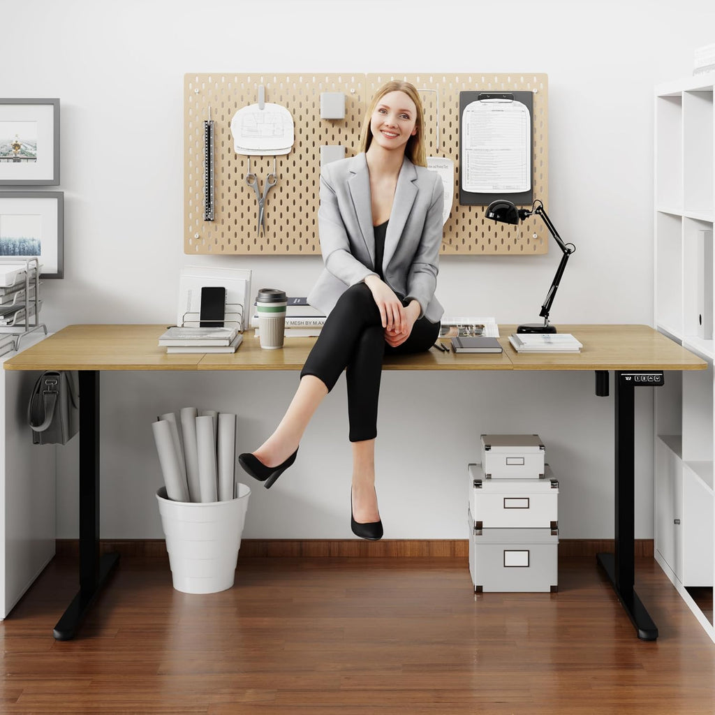 Standing Desk, 71x31 Inch Height Adjustable Electric Sit Stand up Desk, Ergonomic Rising Computer Table, Modern Lift