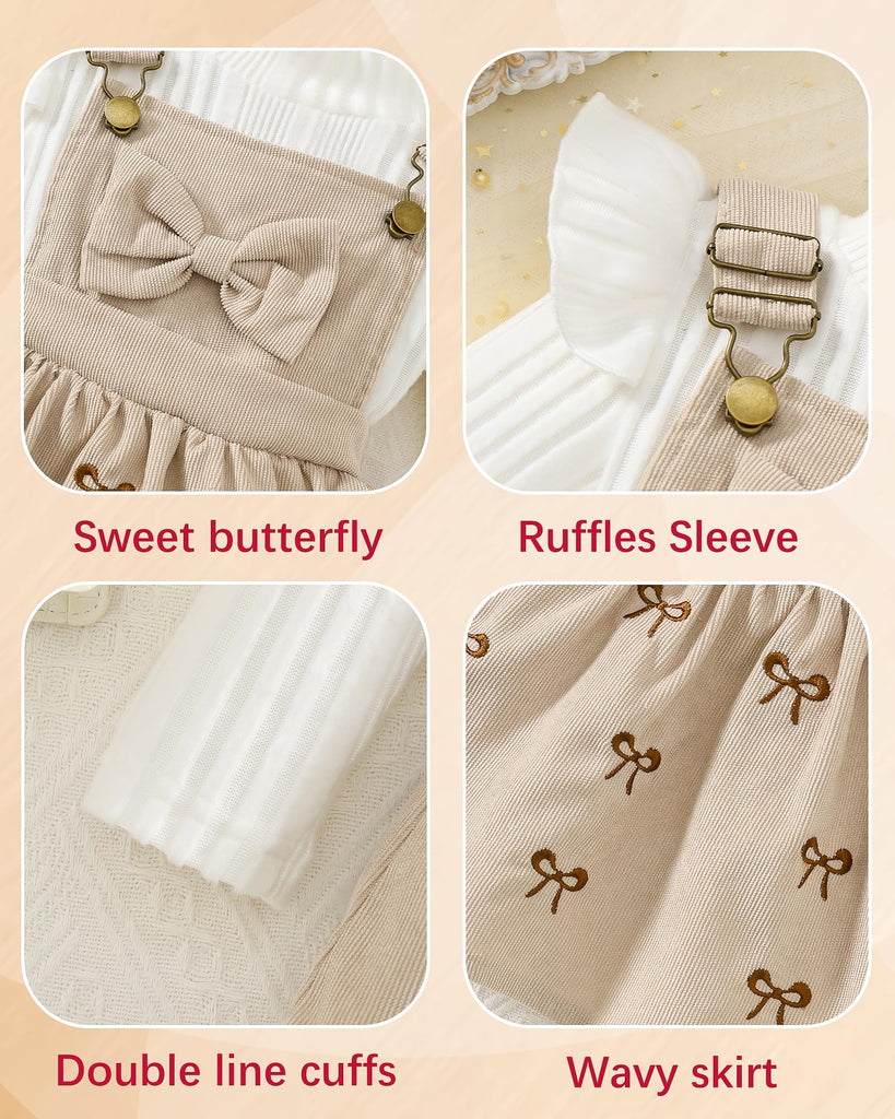 Toddler Girl Fall Winter 2 Piece Outfit Corduroy Overall Dress