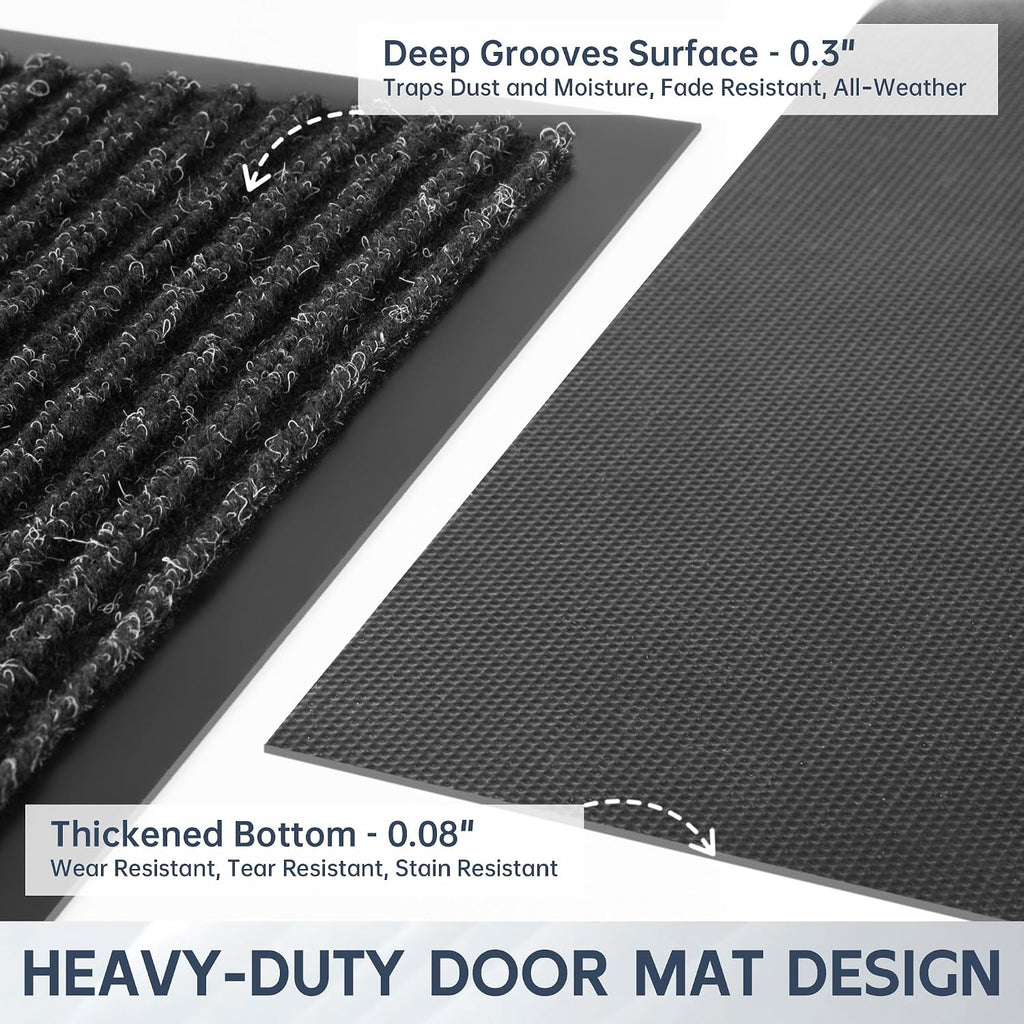 Front Door Mat, 60" x 36" Heavy Duty Indoor Outdoor Doormat | Non-Slip Welcome Mats , Rubber Backing Low Profile