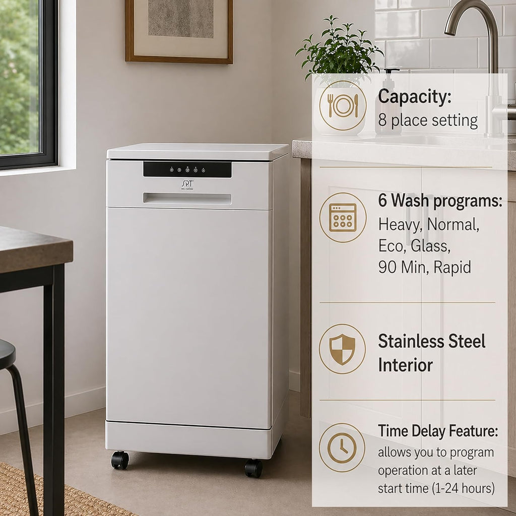 SD-9263W 18″ Portable Dishwasher - White