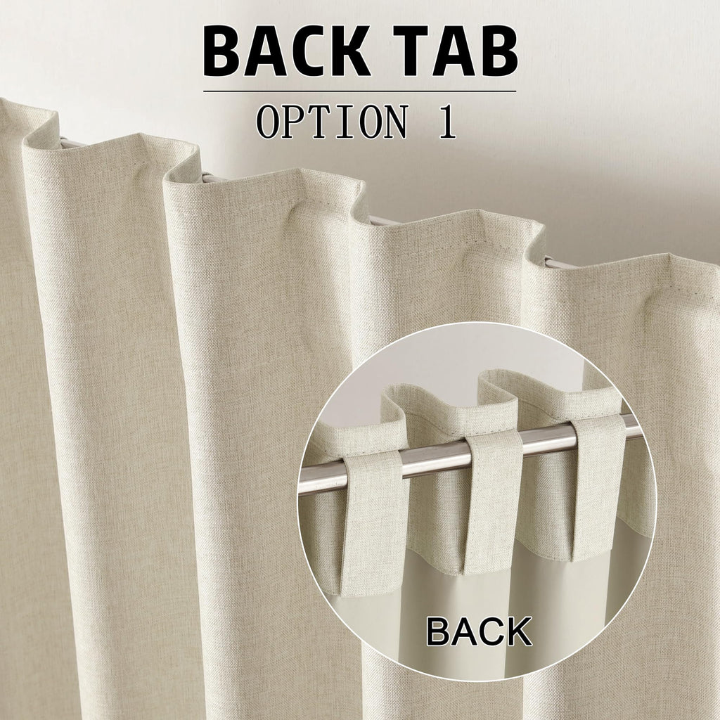 96 Inch Long Blackout Curtains - Extra Wide Thermal Insulated Sun Block Out Bedroom Linen Curtains 8 ft Window