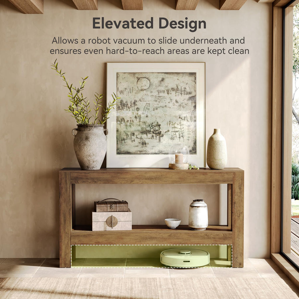 63-Inch Entryway Console Table, Long Farmhouse Narrow Sofa Table, Entry, Entrance, Foyer, Behind Couch with 2-Tier