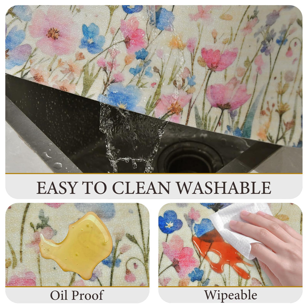 Vinyl Placemats Set of 4-12x17 Inch - Heat Resistant Washable Place Mats Waterproof Non-Slip Wipeable Table Mats for