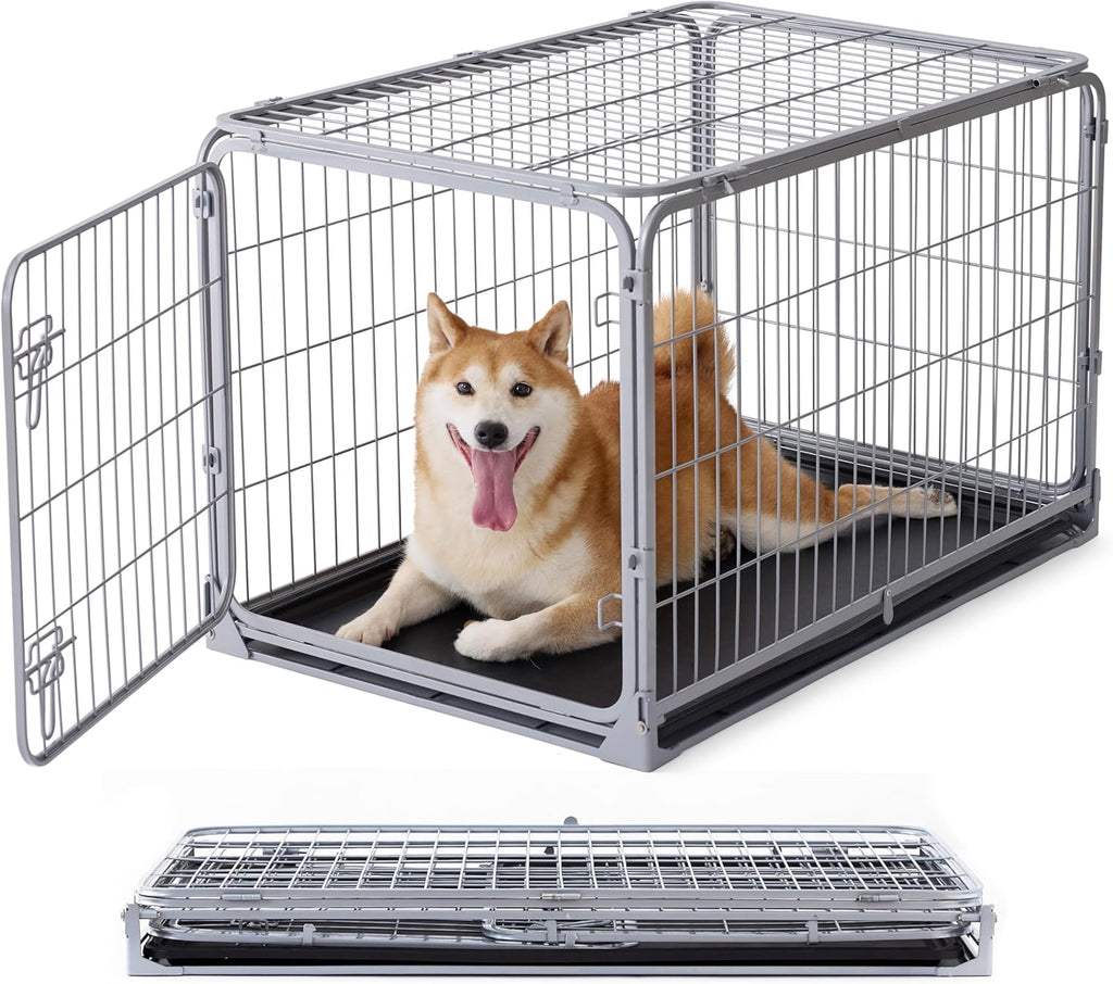 Collapsible Dog Crate for Medium Dogs - 36 inch Escape Proof Metal Dog Kennel with Double Door