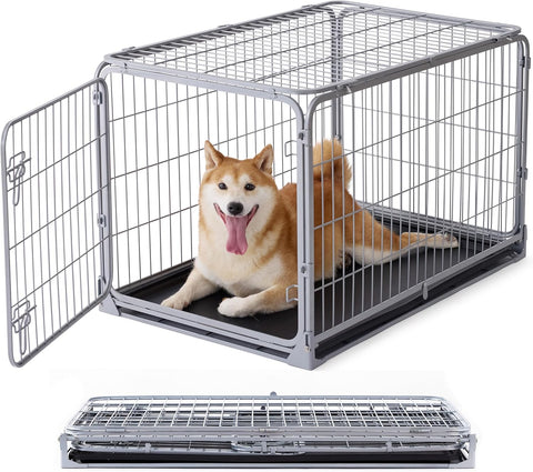 Collapsible Dog Crate for Medium Dogs - 36 inch Escape Proof Metal Dog Kennel with Double Door