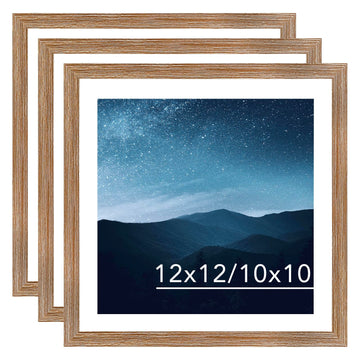 12x12 Picture Frame Set of 3 with 10x10 Mat for 30 x 30cm Diamond Art Painting, Display Photo 10x10 with Mat or 12 x