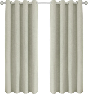 Light Beige Curtains 96 Inch Long Blackout Curtains 2 Panels Set, Faux Linen 100% Black Out Drapes, Thermal Insulated