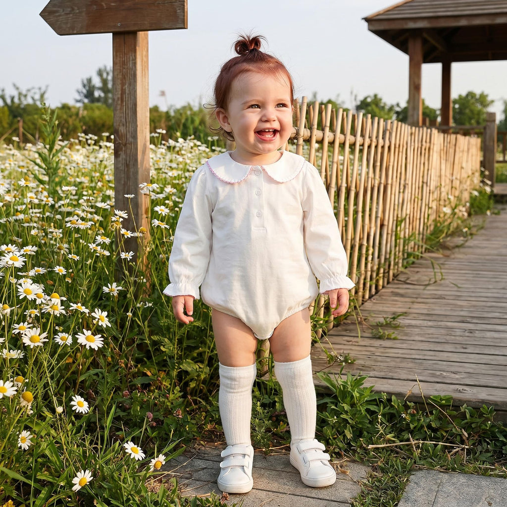 Baby Girl Boy Bubble Romper Infant Peter Pan Collar Bodysuit Sweatshirt Fall Winter Newborn Coming Home Outfit