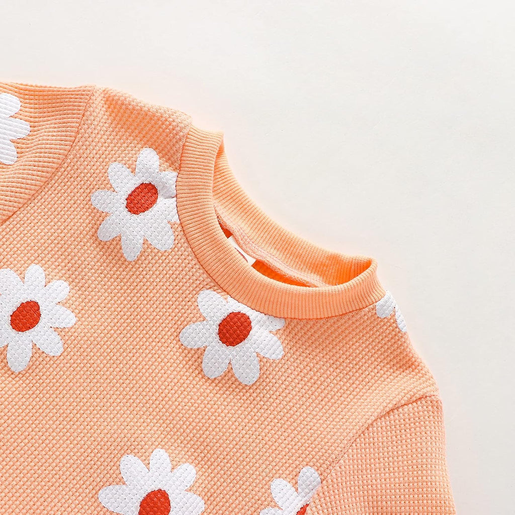 Newborn Baby Girls Flower Long Sleeve Tops Crewneck Sweatshirt and Long Pants Set 2Pcs Fall Outfits