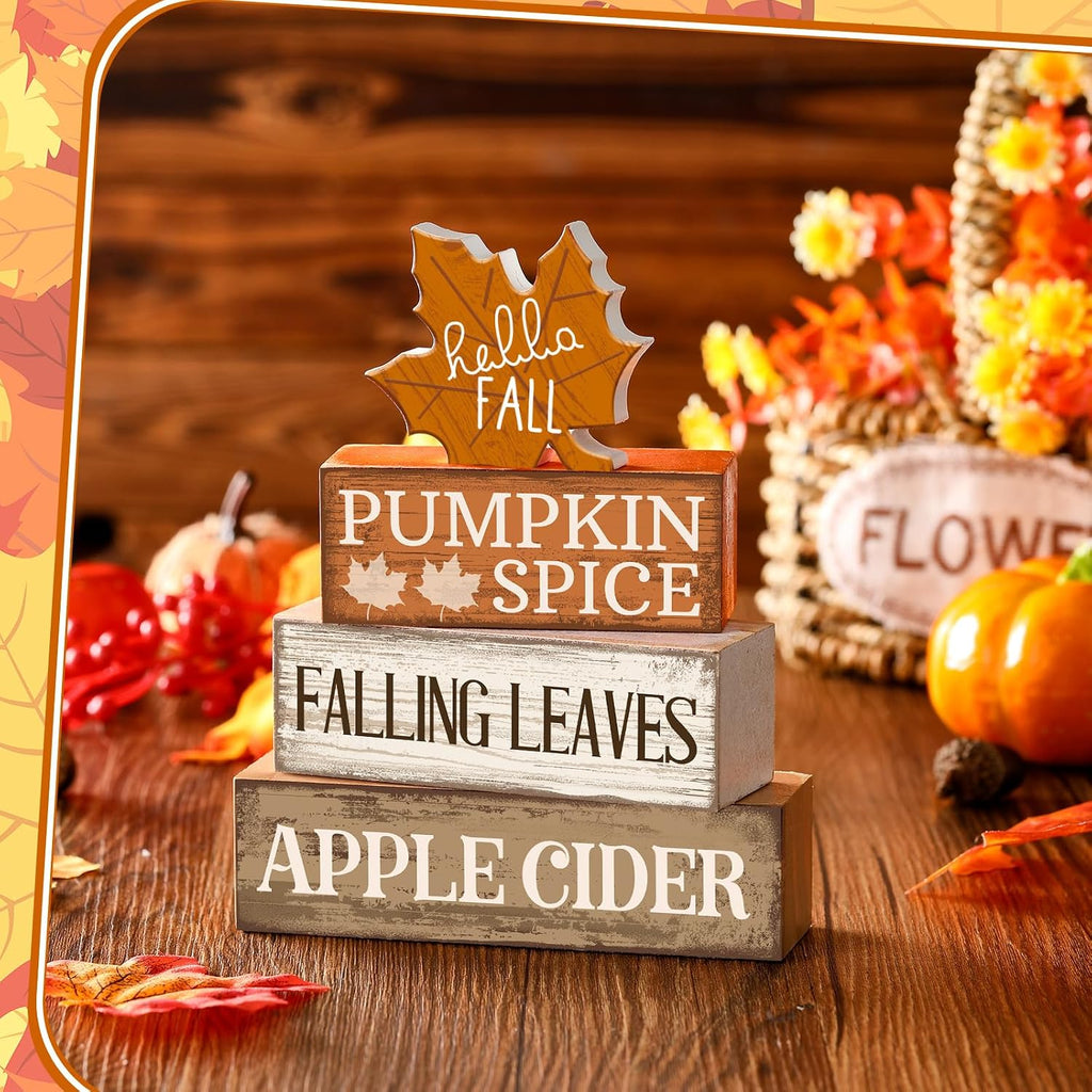 Fall Decor Wooden Maple Leaf Decoration Thanksgiving Decor - Set of 4
