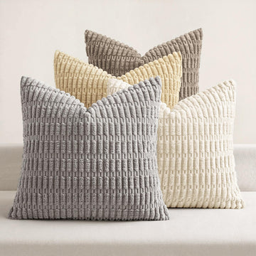 Pack of 4 Neutral Decorative Throw Pillow Covers 20x20 Inch for Couch Sofa Living Room Bed Rustic Farmhouse Boho