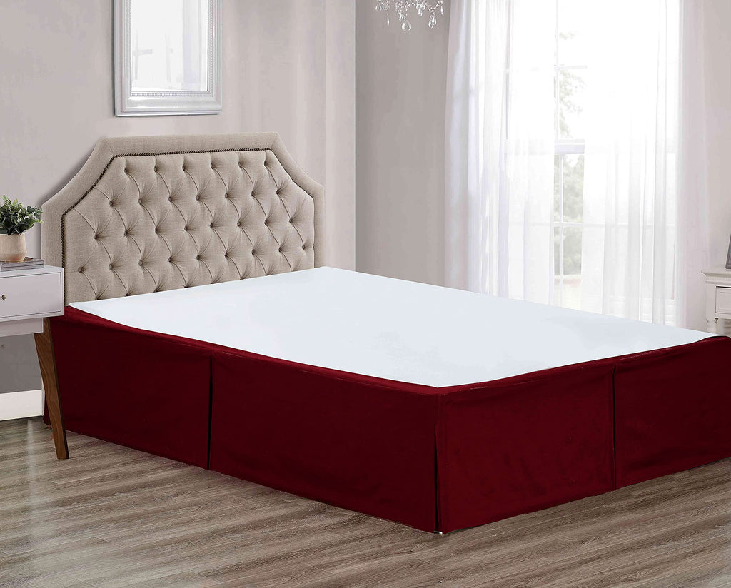 Super Soft Solid Brushed Microfiber 14" Pleated Bed Skirt/Dust Ruffle (Burgundy)