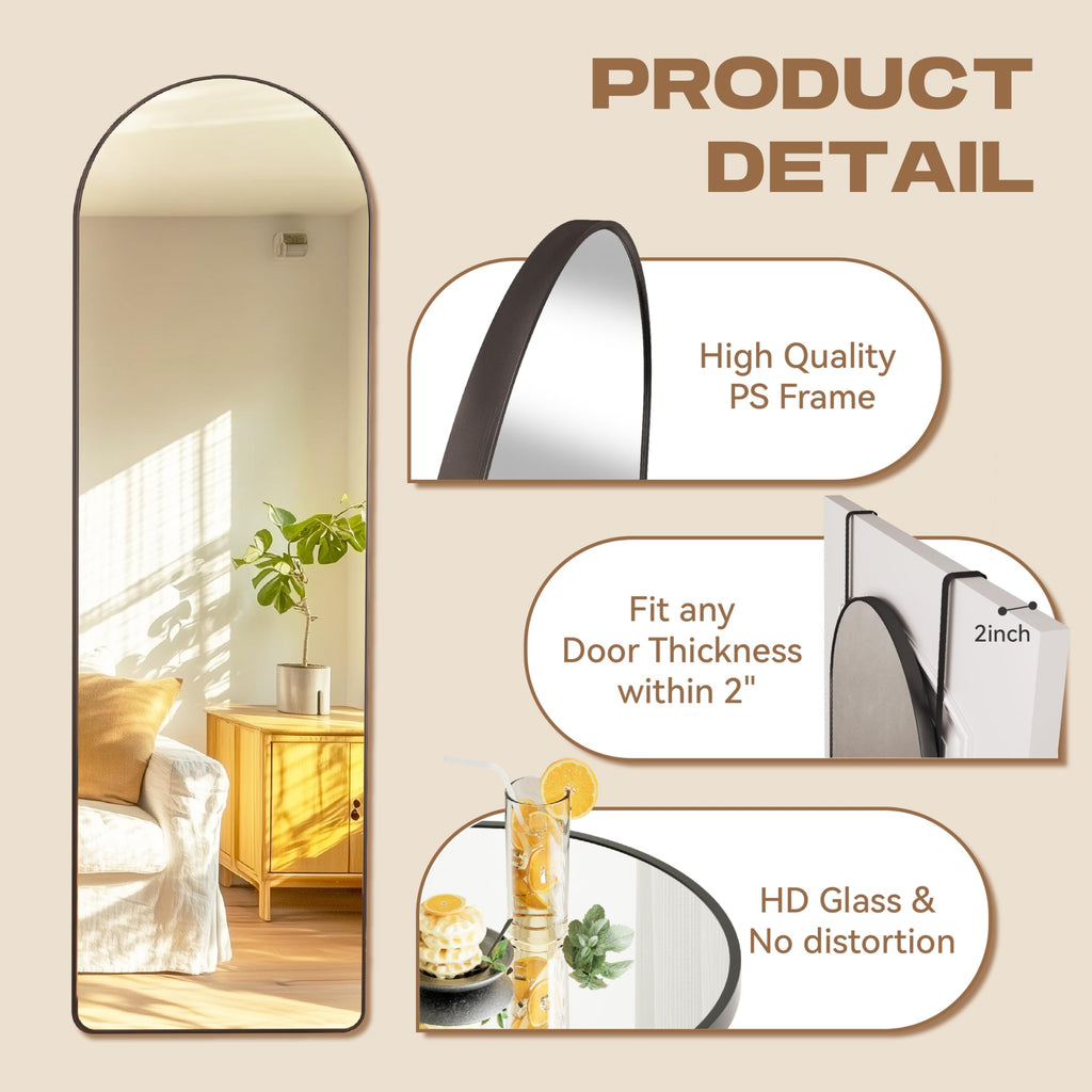 Door Mirror Full Length, 47.2 x 15.7 Inch Full Body Wall Mirror Over The Door Hanging Mirror, Cloakroom(Black)