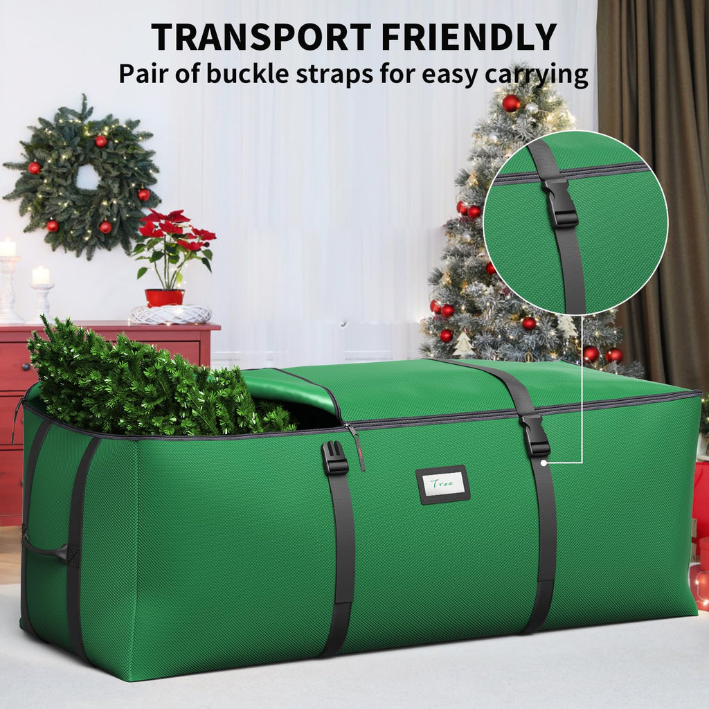 Christmas Tree Storage Bag, Fits Up to 9 Ft Artificial Christmas Tree with Buckle Straps & Dual Zippers & Handles