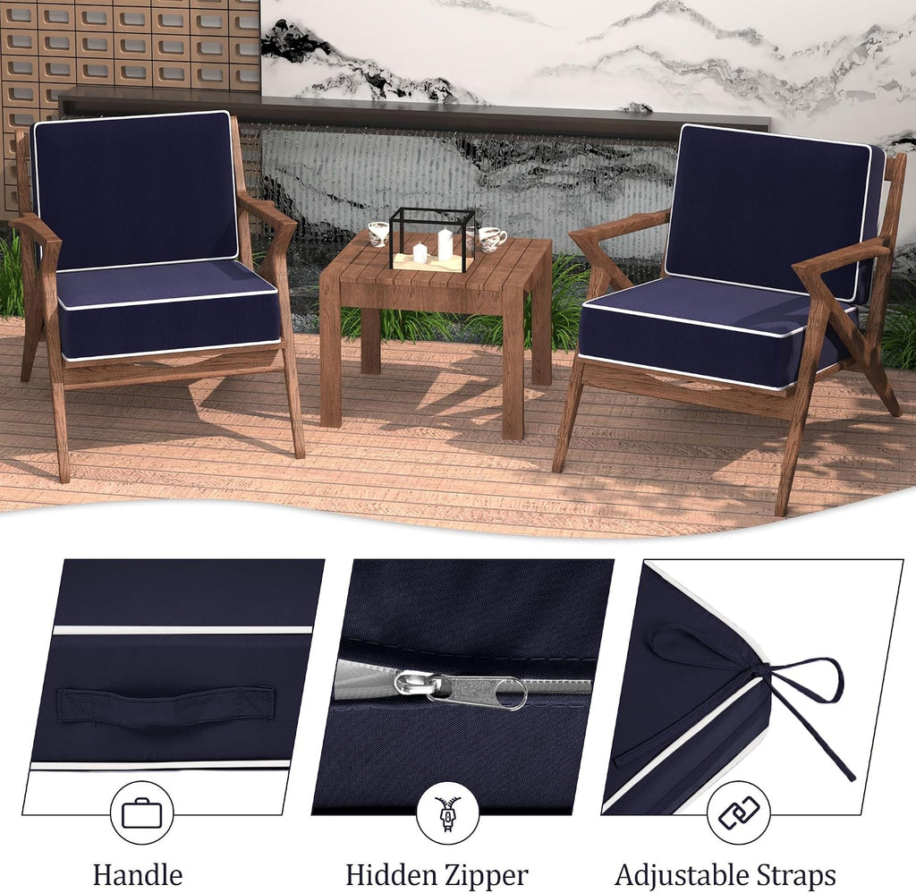 5" Thicker Outdoor Chair Cushions 2 Sets 24" *24" Waterproof Patio Chair Cushions for Outdoor Furniture w/Removable