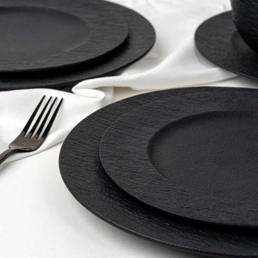 Dinnerware Set/Ceramic Tableware Set (16-Piece) - Oasis (Black)