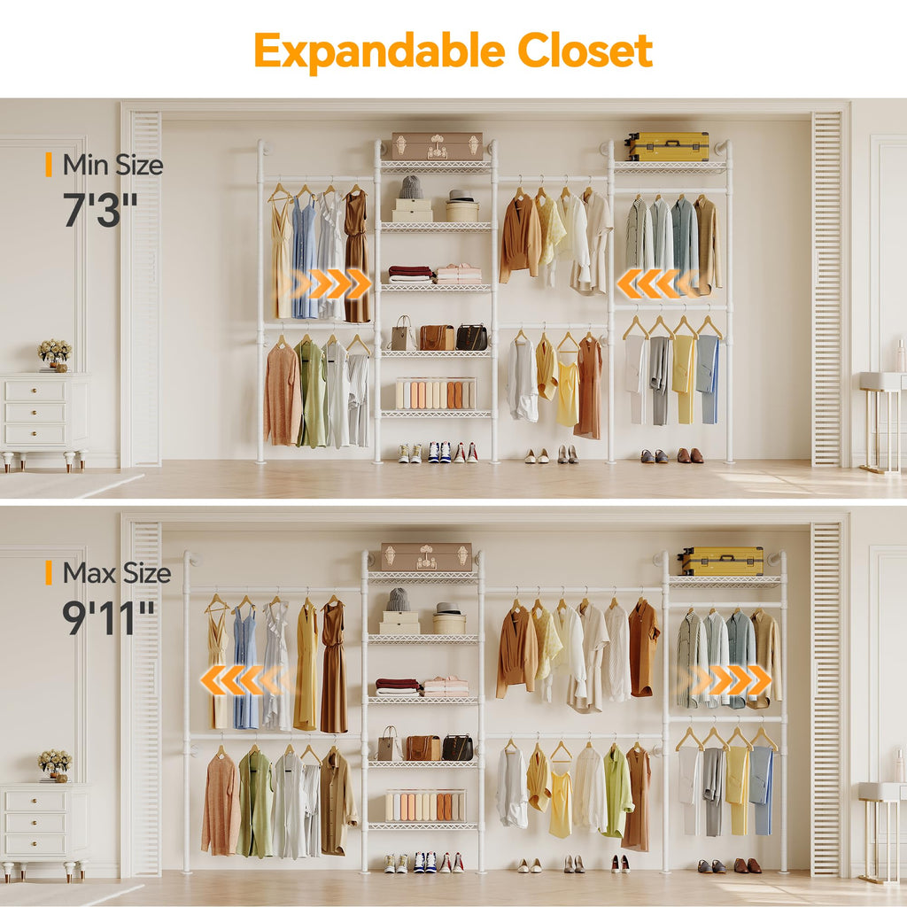 W4 Wall Mounted Clothes Rack, Industrial Pipe Clothing Rack, White