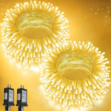 2-Pack 66FT 200 LED String Lights Indoor Outdoor Waterproof, Christmas Lights on Clear Wire, 13 Modes Twinkle Fairy