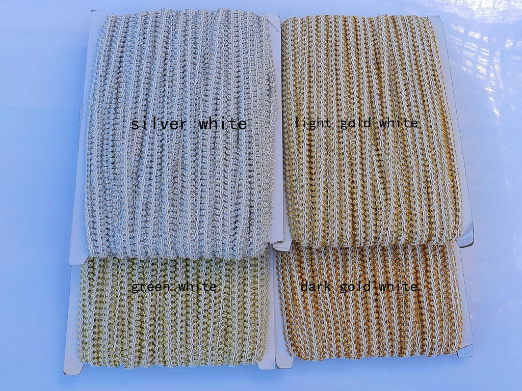3/8 Inch Gimp Braid Trim 50 Yards for Upholstery Costume DIY Crafts (1325 Green White)