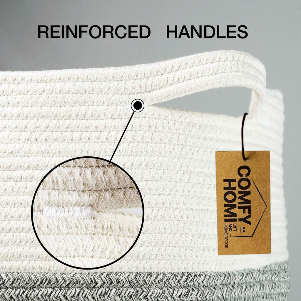Large Laundry Basket, Cotton Rope Nursery Woven Basket for Storage, Blanket Baskets Living Room Laundry Hamper, Dog