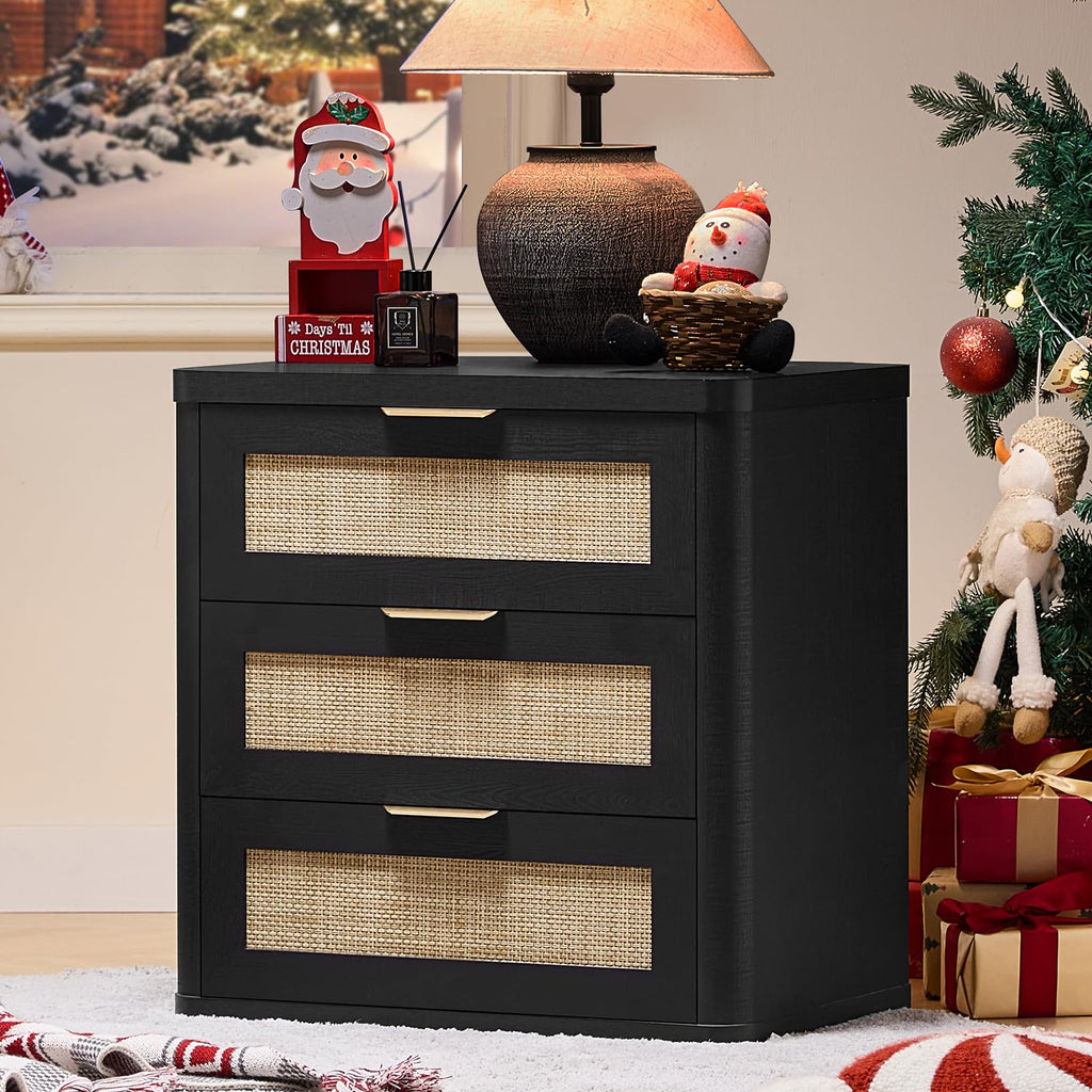 Rattan 23" Nightstands Set of 2 with Drawers