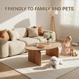 Modern Oval Coffee Table, Small Coffee Tables - Oak Wood Top with Solid Legs, Wooden Center Table Easy Assembly &Be...