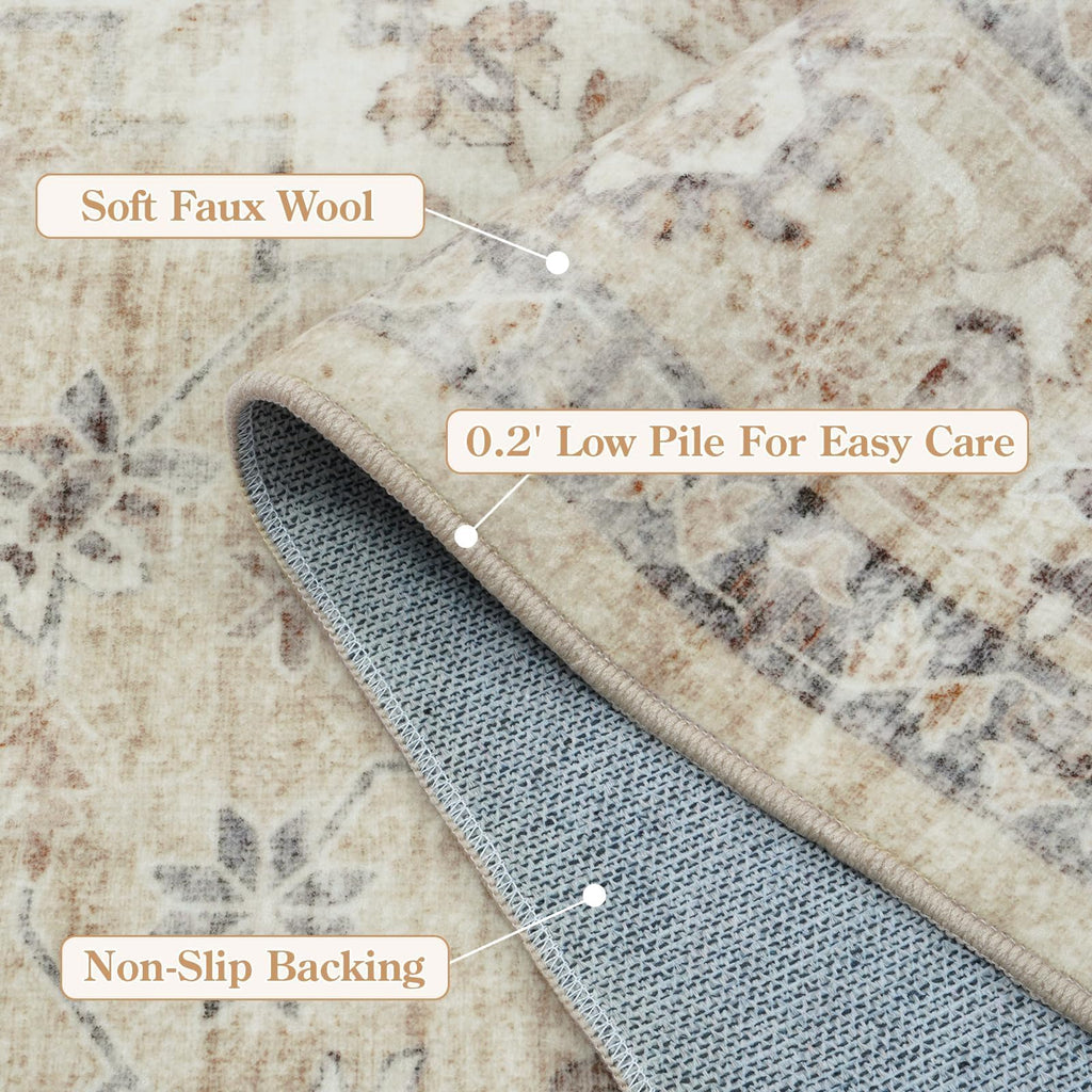 Washable 2.5x8 Runner Rugs Bathroom, Boho Kitchen Floor Mats Long Rug Runners s Non Slip, Farmhouse Low-Pile Carpet