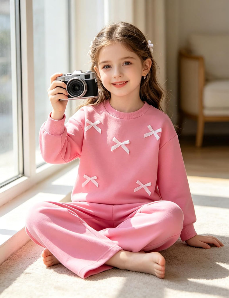 Baby Girl Clothes Long Sleeve Bowknot Top Wide Leg Long Pants Toddler Girl Fall Winter Outfit Cute Kids Clothing Set