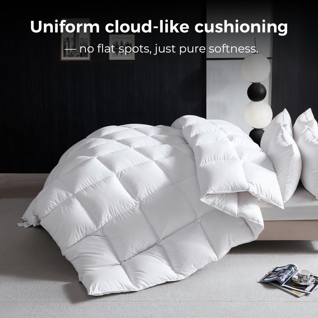 Goose Down Fiber Comforter, 100% Organic Cotton Cover Duvet Insert