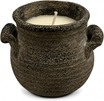 12 oz Light Floral Scented Candle in Rustic Gray Rough-Textured Ceramic Bowl Outdoor Cozy Home Decor