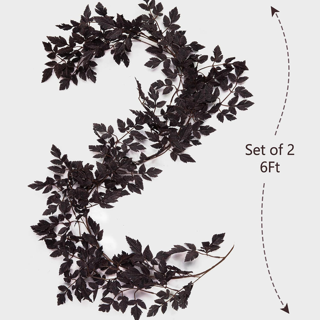 Fall Decor - 6 Ft Plum Cimicifuga Seeded Garland for Mantle Decoration - Set of 6