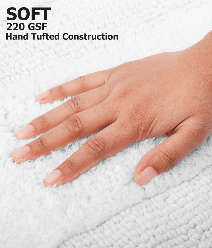 2 Pack Reversible Bath Mat - Soft Plush Bath Rug -20x30- White