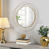 Wall Mirror Mounted Round Decorative Mirrors Circle Vanity, Living Room or Bedroom (Gold1)