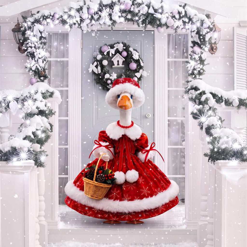 3 Pcs Christmas Snowflake Porch Goose Outfit 23 Inch Lawn Statue