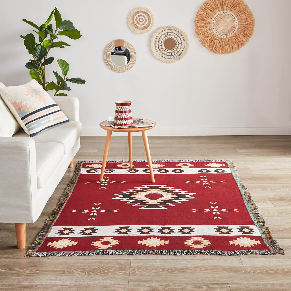 Native American Blanket Boho Throw Blanket for Sofa and Bed, Mexican Decorative Farmhouse Blanket, Southwest Decor