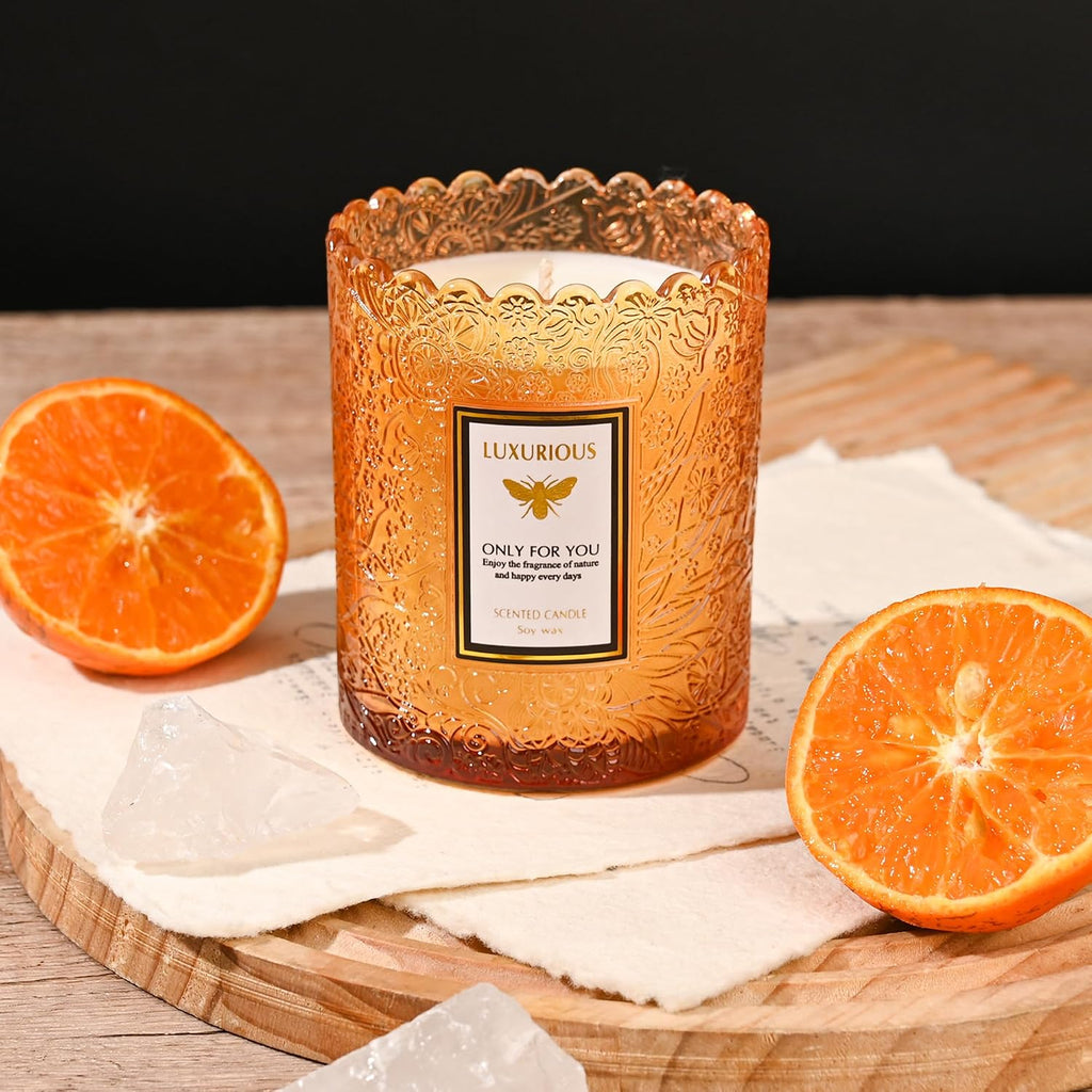 Amber Scented Candle, Candles Scented, Candles Gifts for Women & Men, Luxury Glass Jar Candle, Natural Soy Candle, 40 - Set of 7
