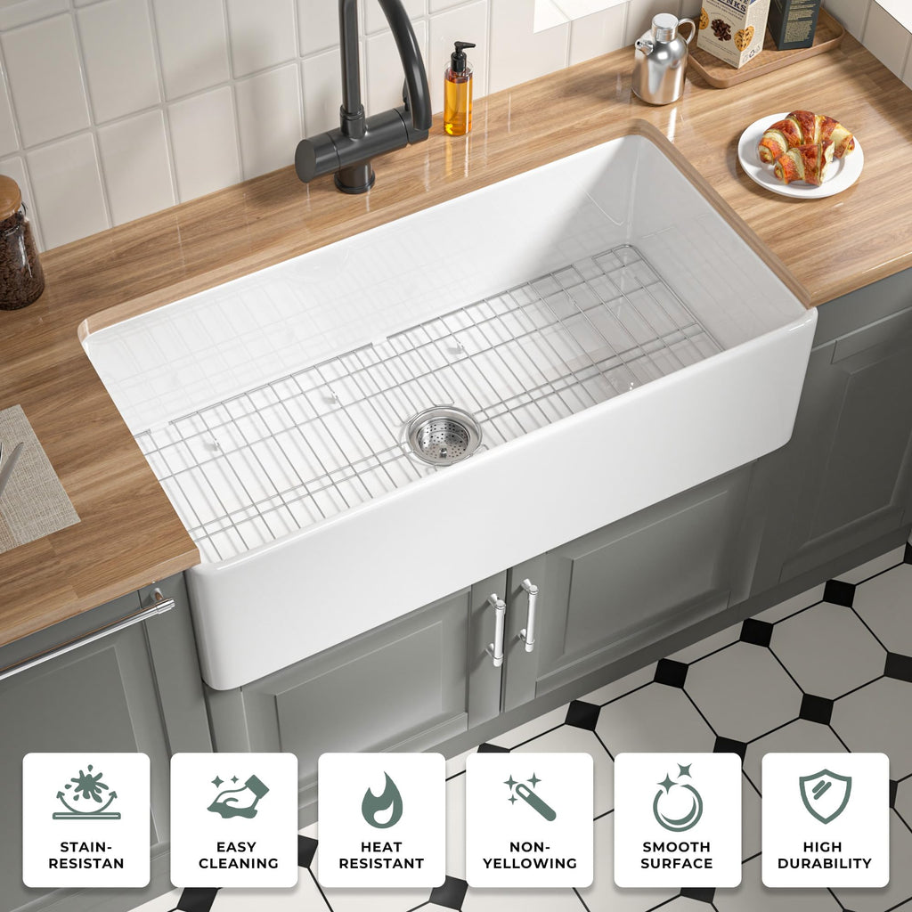 Extra Large White Fireclay Apron Front Farmhouse Sink 36 Inch