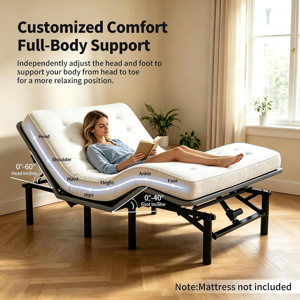 Queen Adjustable Bed Frame with Massage, Zero Gravity & Wireless Remote