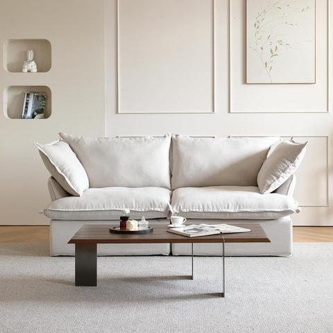 82.66" Sectional Couch for Living Room, Modular Sectional Sofa, Modern Convertible Couches, Cushion Covers Removable, Down Filled Sofas for Living Room, Home, Apartment (Beige) A124-B0DWZXRHWD