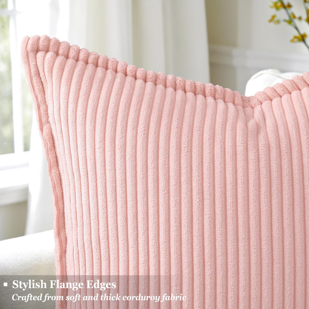 Fall Corduroy Pink Throw Pillow Covers 12x20 Set of 2