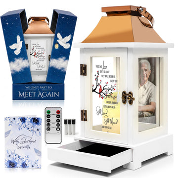Memorial Lantern with Photo Frame & Keepsake Drawer | Ready-to-Gift Box