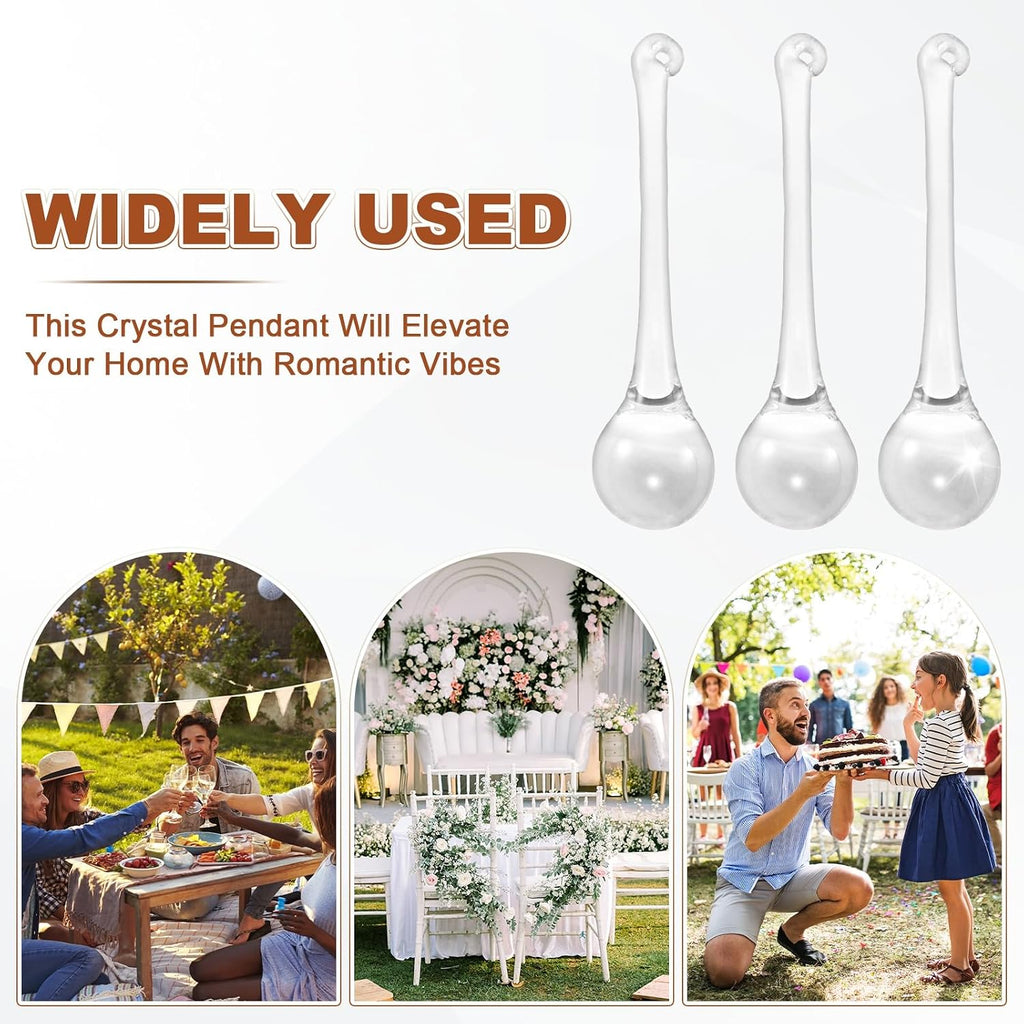 6-Pack Crystal Raindrop Prisms, 78mm Replacement Chandelier Teardrop Icicle Drops Hanging Pendant for Lamp/Garden/DIY