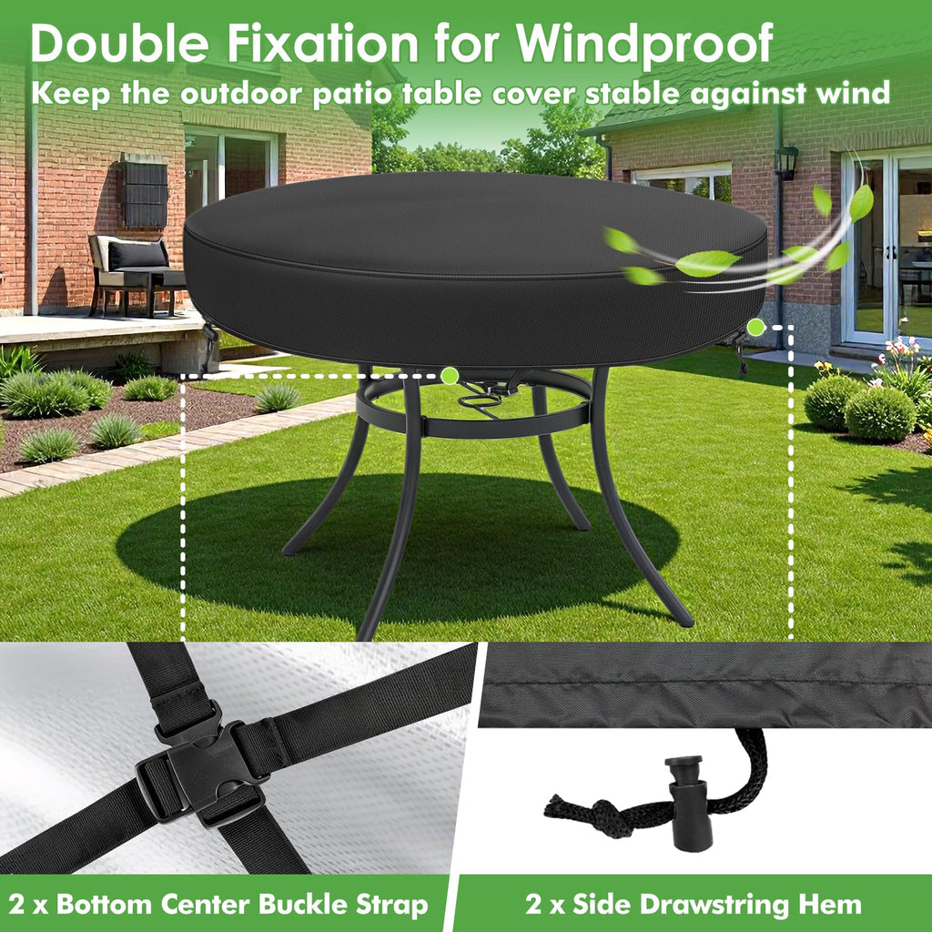 Round Outdoor Table Covers Waterproof, 54"Dia Patio Table Cover, Black